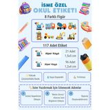 MindPad Studio 117 Adet Isme Özel Okul Etiketi, Suya Dayanıklı Defter Kalem Scooter Suluk Matara Kitap Temalı Sticker Seti, Kişiye Özel Isim Yazılabilen Etiket Serisi