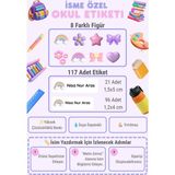 MindPad Studio 117 Adet Kişiye Özel Okul Etiketi, Özel Isim Yazılabilen Etiket Seti, Defter Kalem Scooter Suluk Matara Sticker Seti
