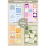 MindPad Studio 4'lü Post-It Tarzı Yapışkanlı Not Sticker Seti - 8X12 cm Suya Dayanıklı Parlak Ajanda, Defter Süsleme Etiketleri, Scrapbook, Günlük, Planlayıcı, Bullet Journal, Not Defteri