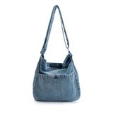 minebag Çift Cepli Denim Kadın Çapraz Çanta Allison Mavi