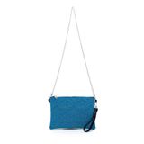 minebag Dikişli Clutch Star Kadın Yıldız Çanta Simli Mavi