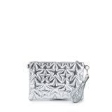 minebag Yıldız Dikişli Clutch Star Kadın Çanta Gümüş Rugan