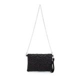 minebag Yıldız Dikişli Clutch Star Kadın Çanta Simli Siyah