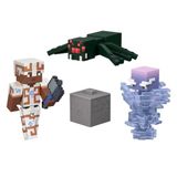 Minecraft 3.25" Figürler Hikaye Paketi, 3 aksiyon figürü, 2 aksesuar ve renk değişimi özelliği, 8 cm'lik koleksiyona uygun oyuncak, JKK15