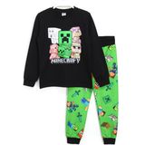 Minecraft Baskılı Erkek Çocuk Uzun Kollu Pijama Takımı 5 - 14 Yaş Siyah Yeşil - 5 - 6 Yaş