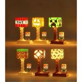 Minecraft Blok Gece Lambası -Led Lamba Işığı Usb'li Dekoratif Masa Lambası - Çocuk Odası Aydınlatma