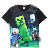 Minecraft Creeper 3d Baskılı Erkek Çocuk Kısa Kollu T-shirt 5 - 13 Yaş Siyah