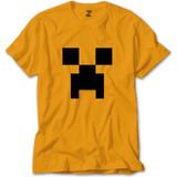 Minecraft Creeper Face Sarı Tişört - 3XL