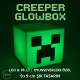Minecraft Creeper Glowbox Gece Lambası | LED Işıklı, 9x9 Cm, Pilli Küp Lamba - Yeşil