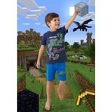 Minecraft Erkek Çocuk Minecraft Baskılı Şortlu Takım - Creeper Pamuklu Yazlık Tişört ve Şort Seti - 3 - 4 Yaş - Lacivert