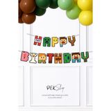 Minecraft Happy Birthday Banner Parti Süsleri Ipe Dizili Duvar Süsü - Çok Renkli