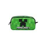 Minecraft İki Gözlü Erkek Çocuk Kabartmalı Siyah - Yeşil Okul Kalem Çantası/Kalemlik - 26612