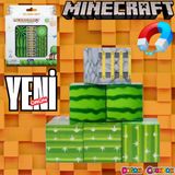 Minecraft Karpuz, Merdiven Ve Kaktüs Desenli Blok Manyetik Lego Minecraft Manyetik Lego Minecraft Lego Megnetic Blocks