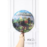 Minecraft Konsept Yuvarlak Folyo Balon 18INÇ Minecraft Tema Baskılı Yuvarlak Folyo Balon - Çok Renkli - 1 Adet