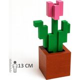 Minecraft Lale Pembe Saksı Tulip Çiçek Dekoratif Figür