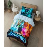 Minecraft Legends Temalı Baskılı Tek Kişilik Nevresim Takımı - Renkli - 160 x 220 cm