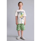 Minecraft Lisanslı Regular Fıt 2'li Ecru Pijama Takımı Erkek Çocuk