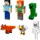 Minecraft Macera Başlangıç Seti Steve Alex Creeper Tavuk Tilki Skeleton - Beyaz