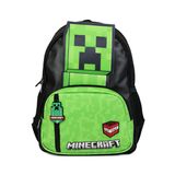 Minecraft Siyah Erkek Yeşil Logo Baskılı Çocuk Sırt Çantası 26617-MINECRAFT OKUL ÇANTASI