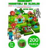 Minecraft Tarzı Manyetik Küpler - 200 Parça Eğitici Blok Oyuncak 3+ Yaş Zeka Geliştirici Oyuncak Seti - Çok Renkli