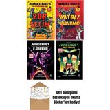Minecraft Zor Seçim + Hatalı Kodlama + Ejderha + Kayıp Günlük 4 Kitap Set + Okuma Sticker'ları