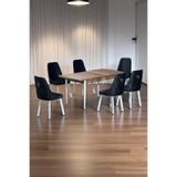 Minel Açılabilen Metal Ayak MDF Mutfak Masası Takımı 6 Antrasit Sandalye 80 x 132