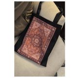 MİNELEŞARP34 Mineleşarp Etnik Bakır Kilim Desen Baskılı 190 gram Ham Bez Çanta (35*40 cm)