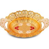 Mineli Motif Oval Hurmalık, Şekerlik, Çerezlik, Lokumluk (430-M) - Kırmızı - Beyaz - Sarı