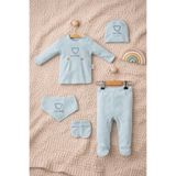 Minelia Kids Yenidoğan Erkek Bebek %100 Pamuk 5’li Hastane Çıkışı Takımı – Mint Yeşil & Kiremit 0-3 Ay