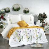 Minelya Home 8 Parça Nakışlı, Çiçek Desenli ve Mikropetek Yatak Örtülü Botanik Çift Kişilik Nevresim Takımı - 200 x 220 cm - Beyaz