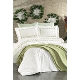 Minelya Home Collection 7 Parça Çiçek Nakışlı Ve Mikropetek Runnerlı Bahar Çift Kişilik Pamuklu Yeşil Nevresim Takımı