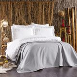 Minelya Home Collection 7 Parça Pike Yatak Örtülü Fil Desenli Pamuk Amazon Fırfırlı Nevresim Takımı - 200 x 220 cm - Gri