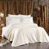 Minelya Home Collection 7 Parça Pike Yatak Örtülü Fil Desenli Pamuk Amazon Fırfırlı Nevresim Takımı - 200 x 220 cm - Krem