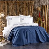 Minelya Home Collection 7 Parça Pike Yatak Örtülü Fil Desenli Pamuk Amazon Fırfırlı Nevresim Takımı - 200 x 220 cm - Mavi