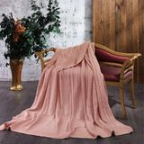 Minelya Home Triko Örgü Battaniye 220X240 cm Çift Kişilik Büyük Boy - 220 x 240 cm - Pudra