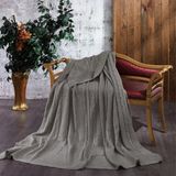 Minelya Home Triko Örgü Battaniye 220X240 cm Çift Kişilik Büyük Boy - Gri - 220 x 240 cm