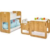 Minera 0-18 Ay Serçe Model Çocuk Çalışma Oyun Masa Sandalye ve Kitaplık Seti - Naturel Ahşap