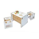 Minera 0-6 Yaş Saka Model Ahşap Montessori Aktivite Oyun Çalışma Masa Ve Sandalye Seti (1 Masa + 2 Sandalye) Kahverengi