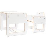 Minera 2-4 Yaş Kumru Model Ahşap Montessori Aktivite Oyun Çalışma Masa Ve Sandalye Seti (1 Masa + 1 Sandalye) / Beyaz