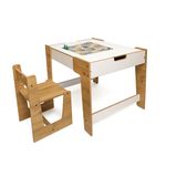MINERA Anka 1 Aktivite Masası ve 1 Sandalye Naturel&Beyaz