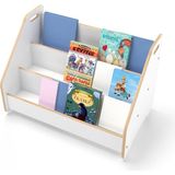 Minera Anka Montessori Ahşap Yer Kitaplığı Beyaz MDF 3 Raflı 57x34x38 cm Modern Tasarım