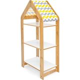 Minera Bebek/Çocuk Odası Ahşap Çok Amaçlı Raf, Oyuncak Toplama, Kitaplık - 3 Raflı - Naturel Ahşap - Sarı