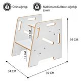 Minera Çocuk / Yetişkin Montessori Ahşap Basamak Yükseltici Tabure Mutfak Taburesi / Beyaz