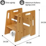 Minera Çocuk / Yetişkin Montessori Ahşap Basamak Yükseltici Tabure Mutfak Taburesi - Kahverengi