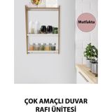 Minera Çok Amaçlı Duvar Montessori Kitaplık Ünitesi, Duvar Rafı, Baharatlık / 3 Raflı / Naturel