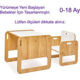 Minera Serçe Model 0-18 Ay Yenidoğan Ahşap Montessori Aktivite Masa ve Sandalye Seti (1 Masa + 1 Sandalye) - Kahverengi