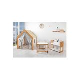 minerakids Kumru Model Ahşap Çocuk Çalışma Oyun Masa Sandalye Kitaplık Ve Oyun Evi Seti Ahşap Dokulu + Beyaz