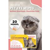 Mineroll Pets Kedi Göz Temizleme Mendili, British Shorthair Ve Scottish Fold Için, Serum Fizyolojik, 20 Adet