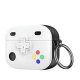 Minesk Airpods 3 ile Uyumlu Gaming Serisi Hybrid Tasarım Kılıf - İç Kısmı TPU - Dış Kısmı Polikarbonat - Kenarları Fiber Karbon Kaplama Premium Tasarım ve Mükemmel Koruma (Beyaz, Airpods 3 2021)