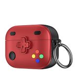 Minesk Airpods 3 ile Uyumlu Gaming Serisi Hybrid Tasarım Kılıf - İç Kısmı TPU - Dış Kısmı Polikarbonat - Kenarları Fiber Karbon Kaplama Premium Tasarım ve Mükemmel Koruma (Kırmızı, Airpods 3 2021)
